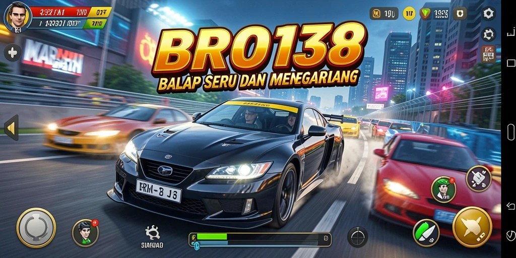 Tampilan gameplay BRO138 yang seru dan mendebarkan saat balapan.
