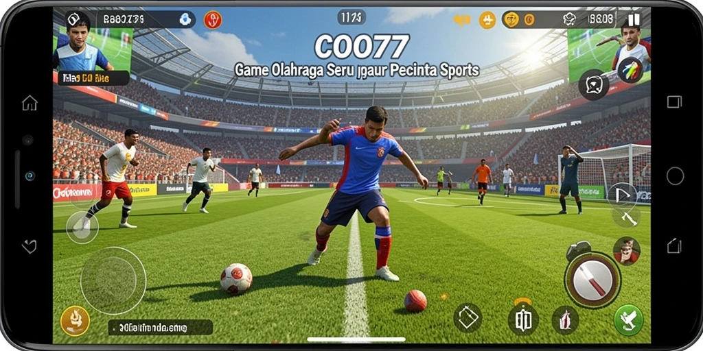 Screenshot utama COO77 menunjukkan aksi seru dalam permainan olahraga.