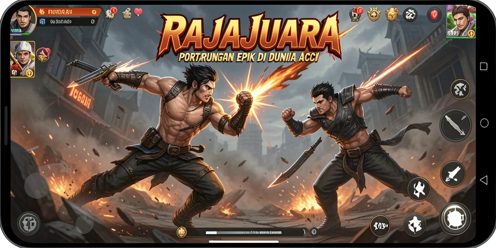 Tangkapan layar menunjukkan aksi seru dalam gameplay RAJAJUARA.