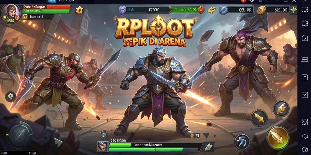 Gameplay RPLOOT dengan karakter bertarung yang epik.