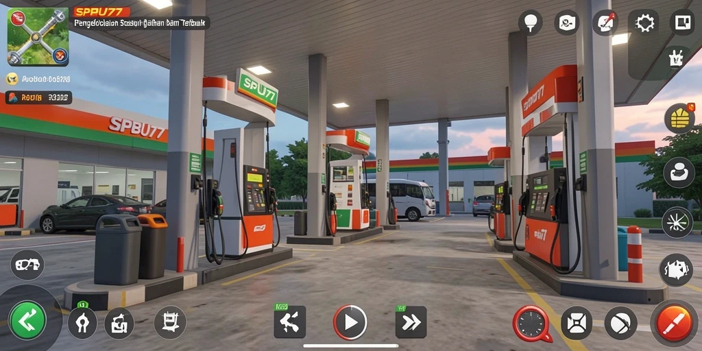Tampilan gameplay SPBU77 yang realistis dan interaktif.